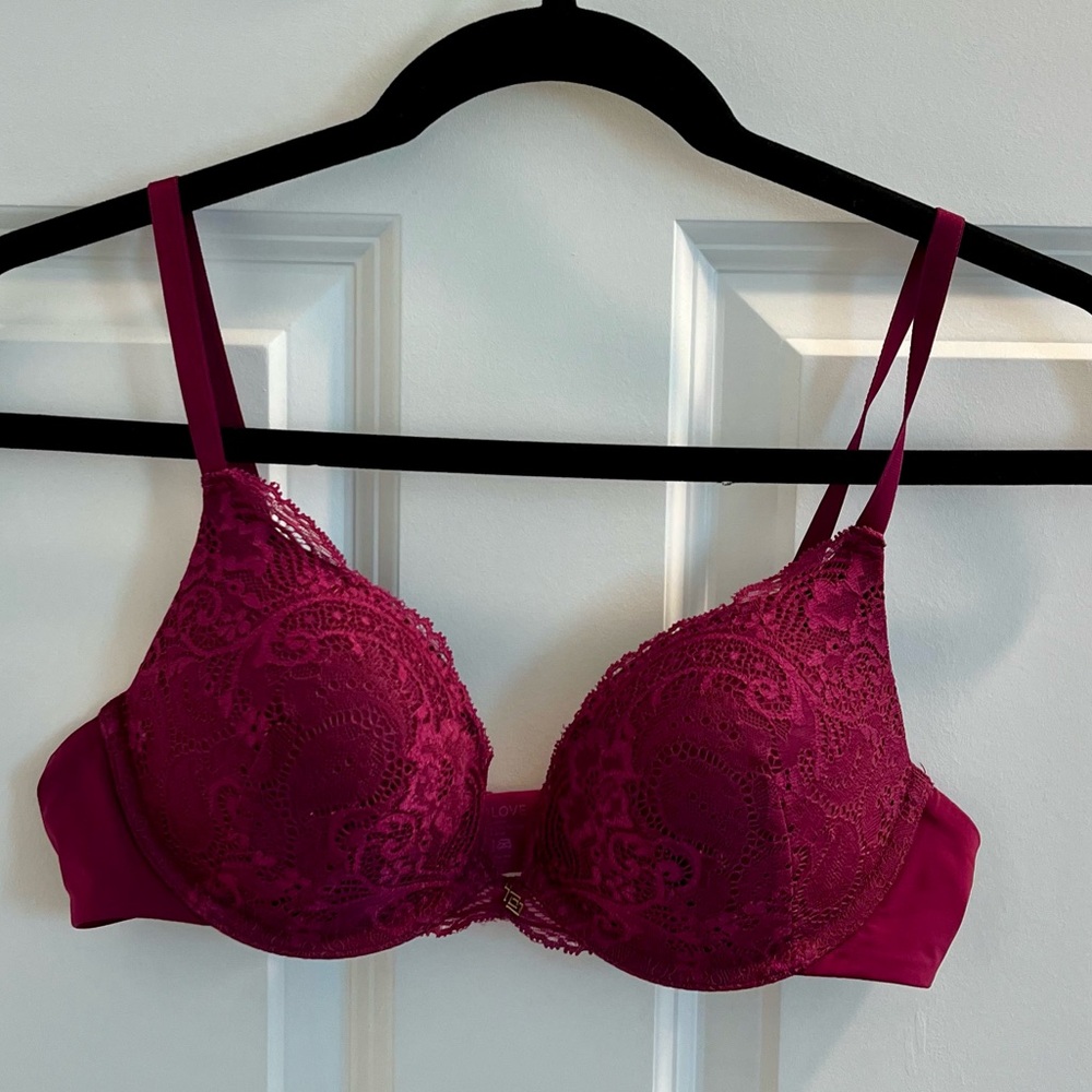 ThirdLove Dark Pink 24/7 Lace Push-up Bra, Size 34B